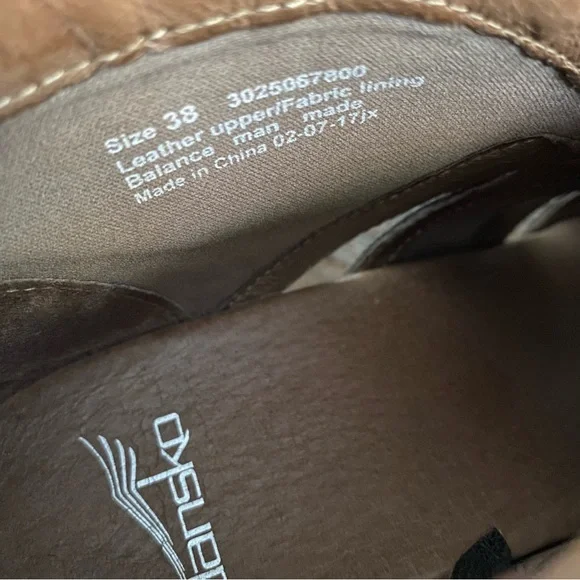 Dansko Delphina Leather Platform Peep Toe Block Heel Clog Booties 38 Aged Bronze - Picture 14 of 16